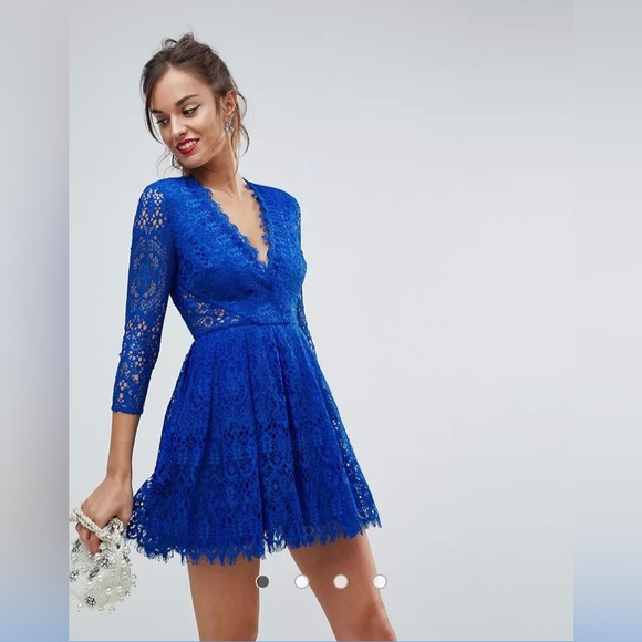 ASOS. Long Sleeve Lace Mini Dress. Size: 6. - Picture 1 of 10